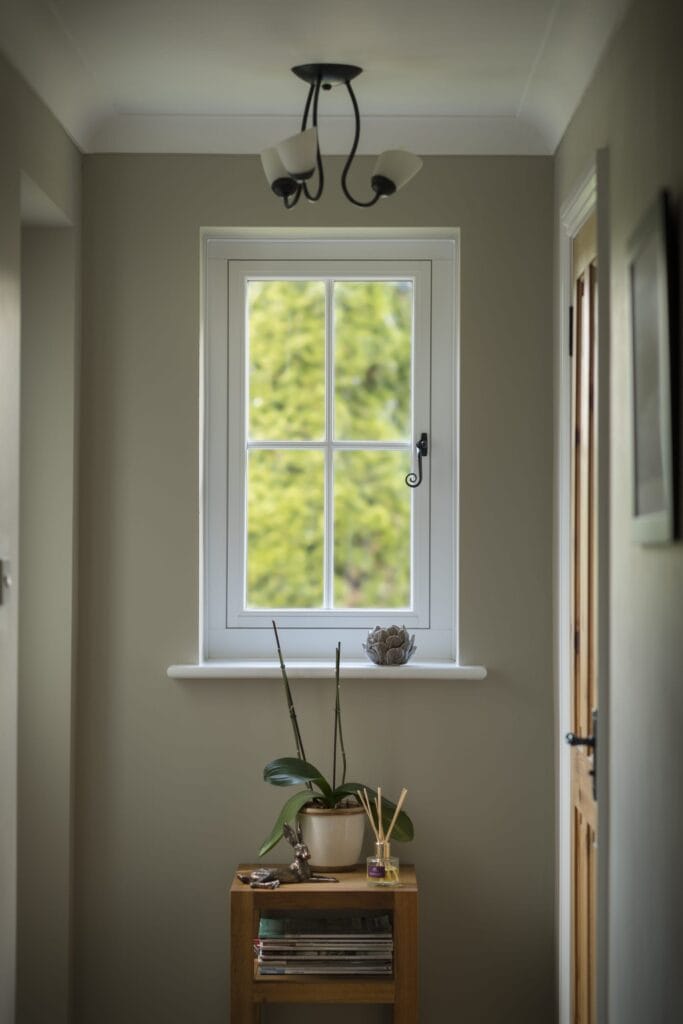 uPVC window from the inside of a house.