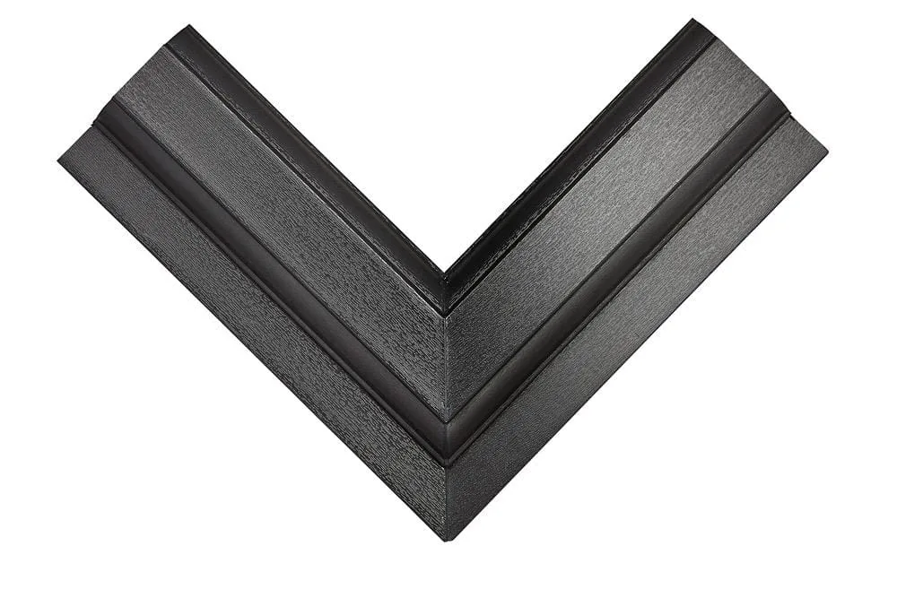 Close-up of a window or door frame corner section in Grey woodgrain finish, showing mitred joint detail.