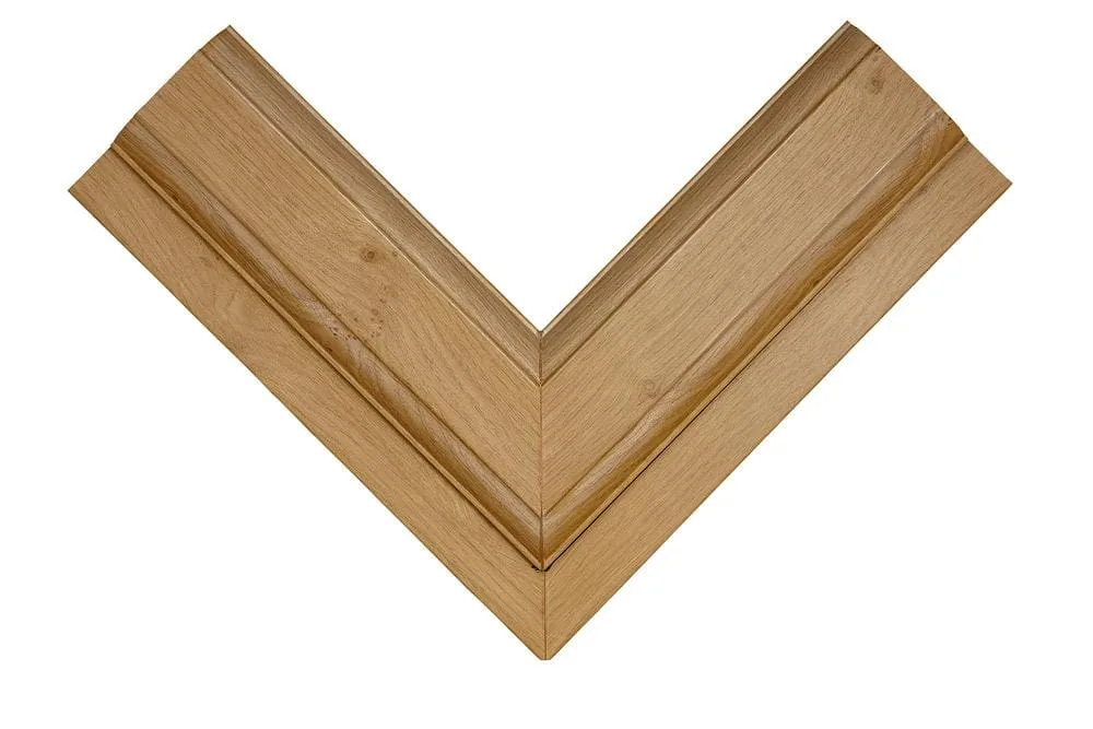 Irish Oak woodgrain finish window or door profile corner section sample