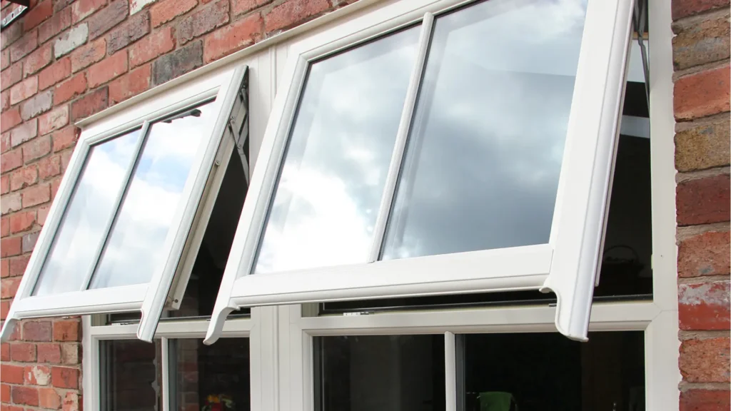 Horned sash window external with top windows open